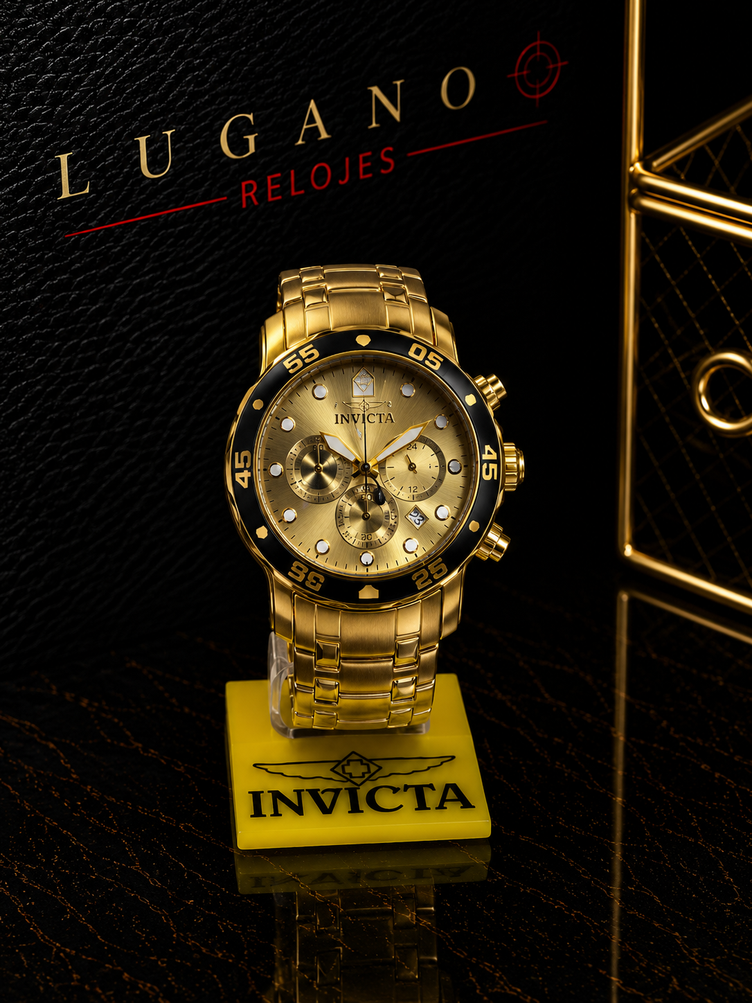 Reloj Invicta cronógrafo dorado con detalles negros - Dorado con negro