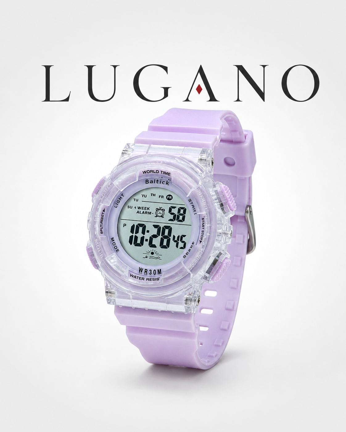 Reloj digital con correa de silicona y caja transparente - Variante 14RT0