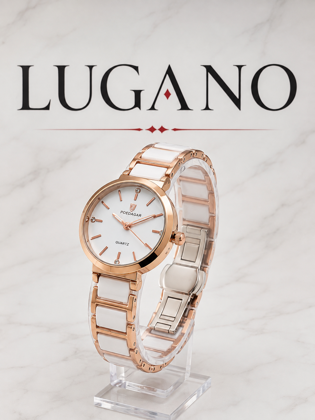 Reloj elegante Poedagar con combinación cerámica y metal - Variante 1OCL6