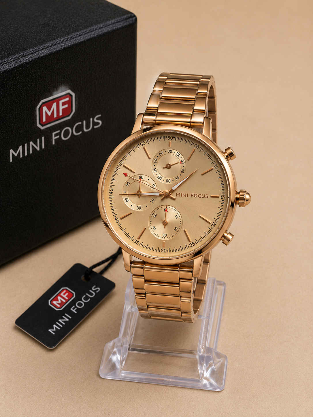 Reloj cronógrafo clásico Mini Focus dorado hombre - Dorado