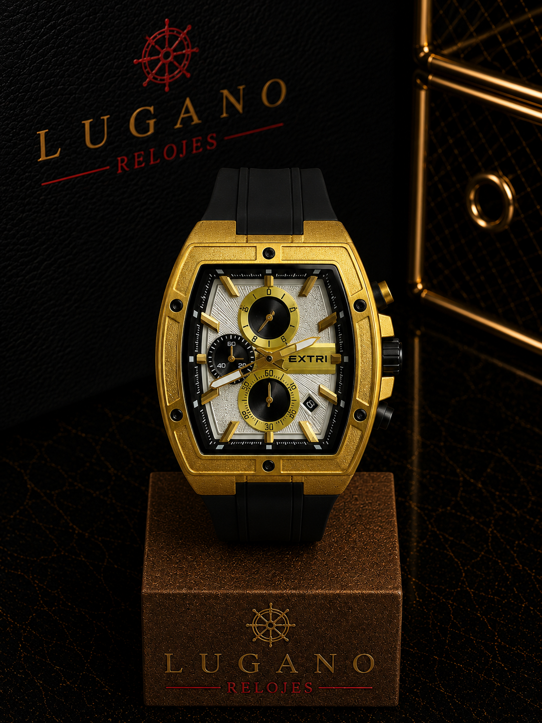 EXTRI Cronógrafo Tonneau Oro y Negro - Oro con negro