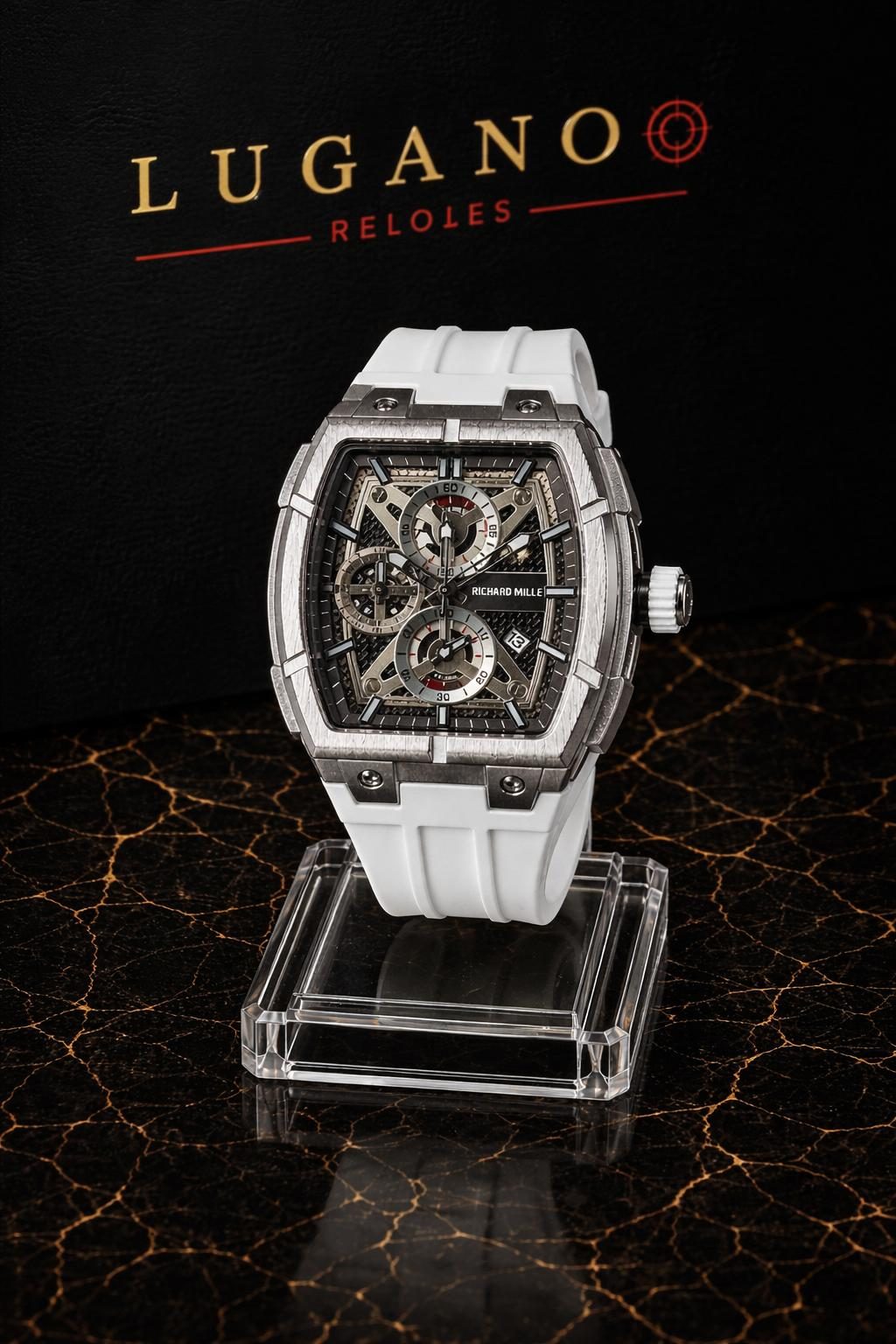 Reloj Richard Miller Analógico Dorado con Pulso Negro - blanco y negro · Elegante