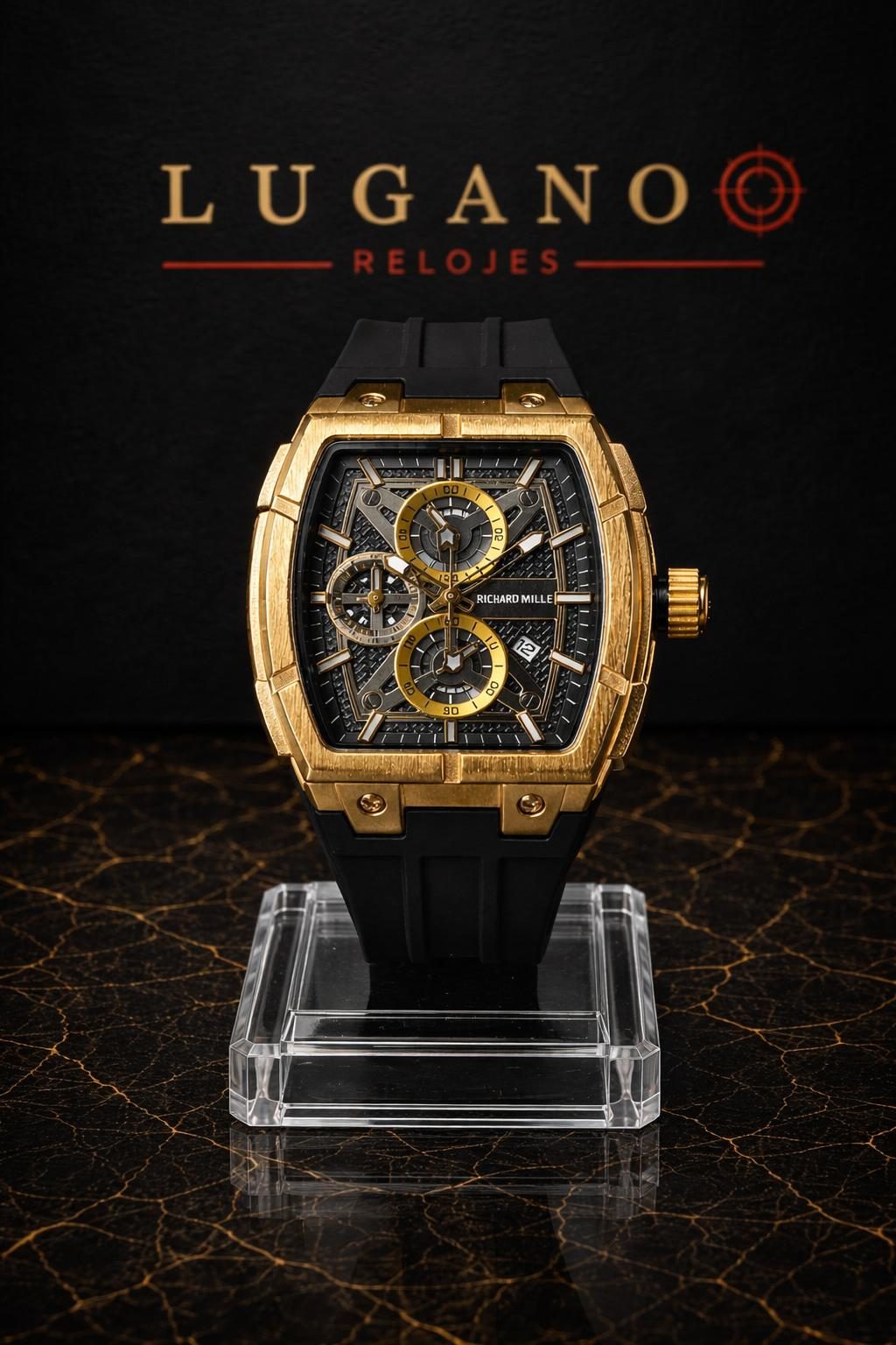 Reloj Richard Miller Analógico Dorado con Pulso Negro - Negro con dorado · Elegante