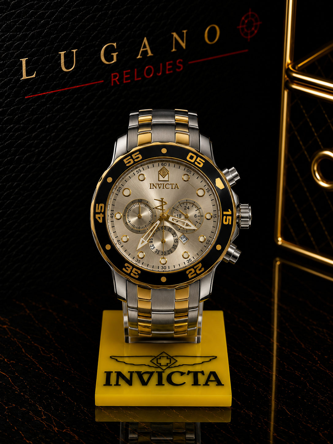 Invicta Cronógrafo Bicolor - Plateado con dorado y negro