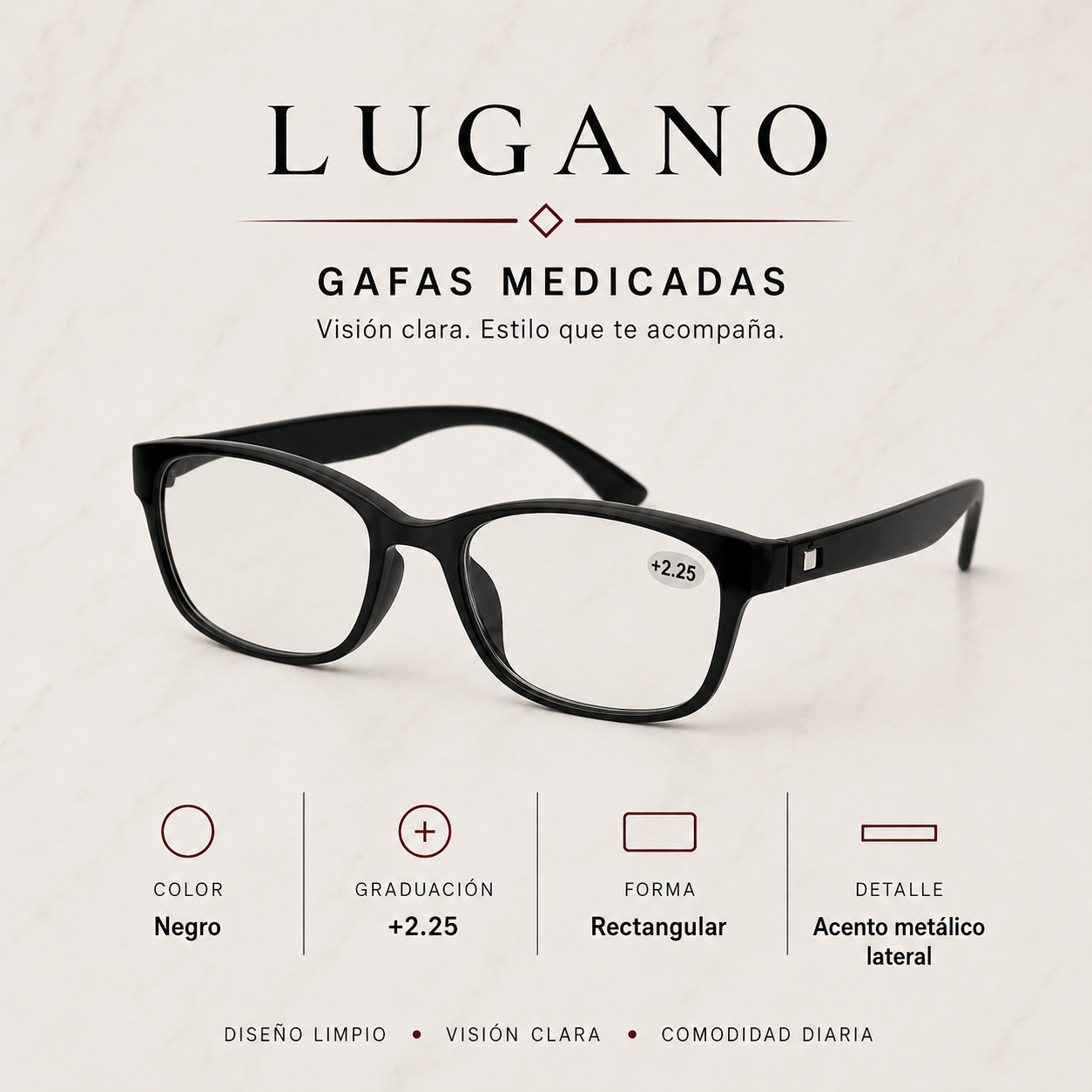 Gafas medicadas LUGANO graduación +2.25 - Variante Q49AL