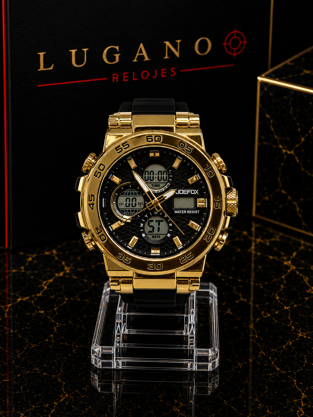 Reloj JOEFOX Digital Deportivo - Negro con dorado · deportivo