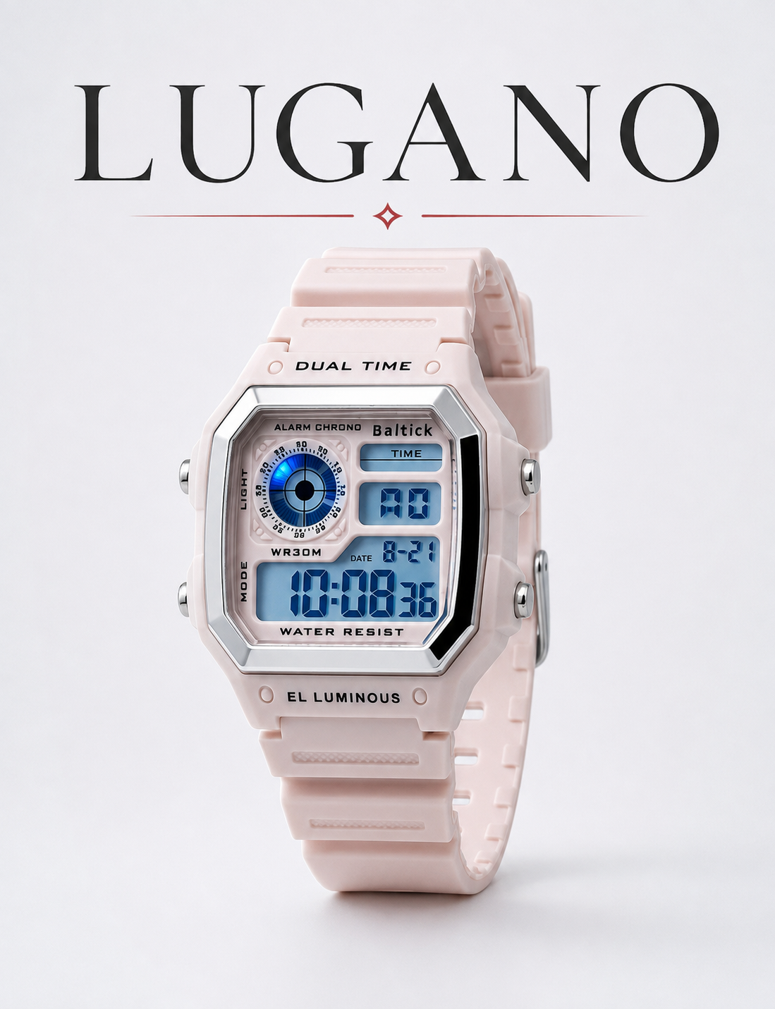 Reloj digital deportivo con doble hora y cronómetro - Variante 1CEFD