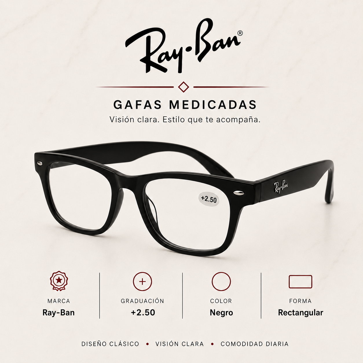 Ray-Ban gafas medicadas +2.50 - Variante OOBHL