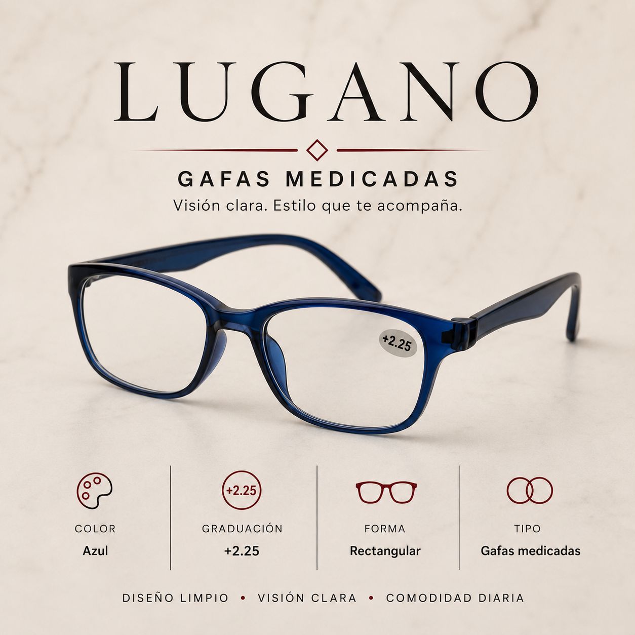 Gafas LUGANO medicadas +2.25 - Variante DXJWT