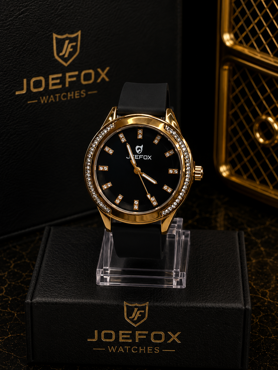 Reloj Joefox Elegante con Cristales - Negro con dorado