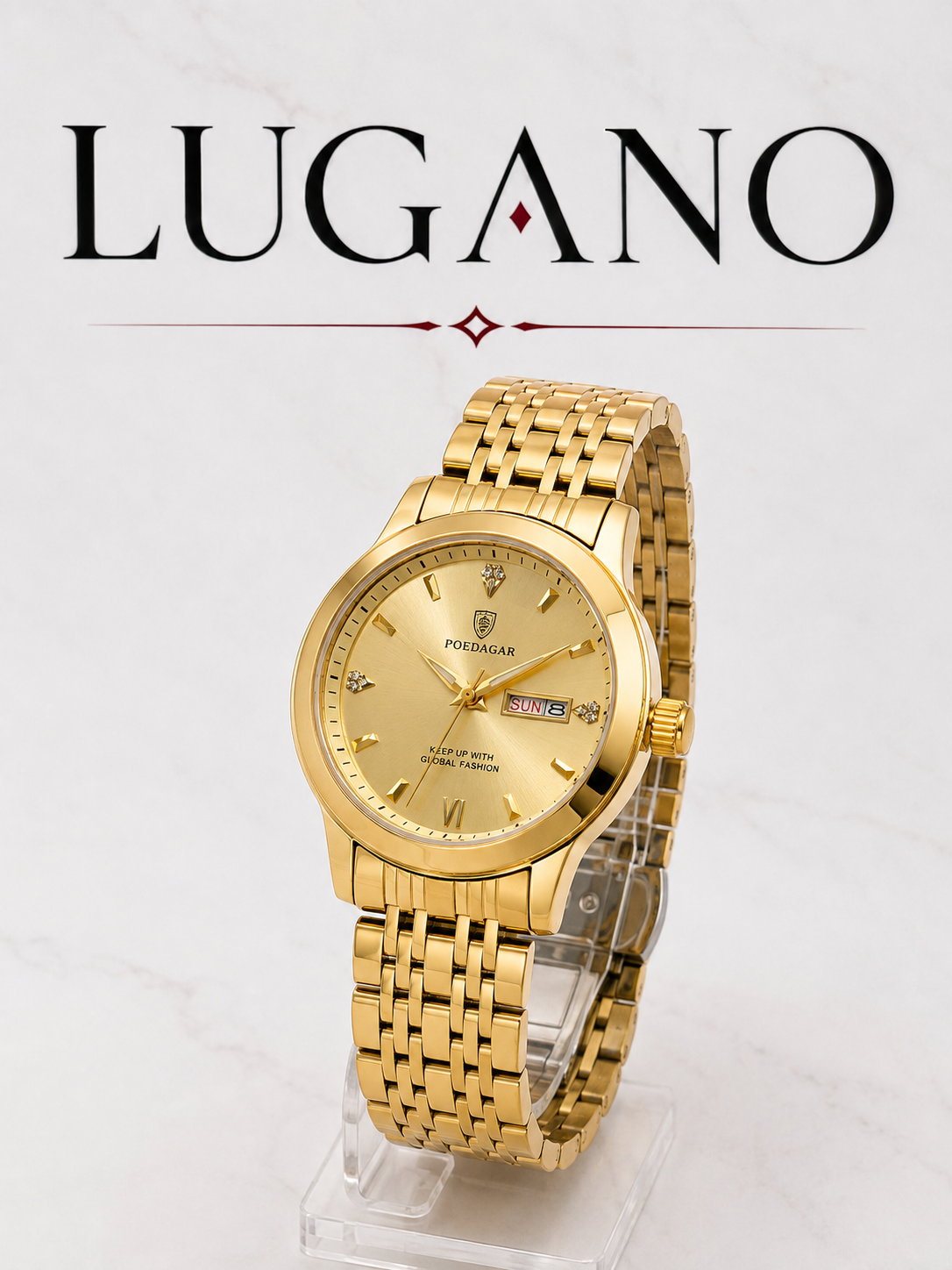 Reloj clásico metálico con calendario - Variante 16H1T