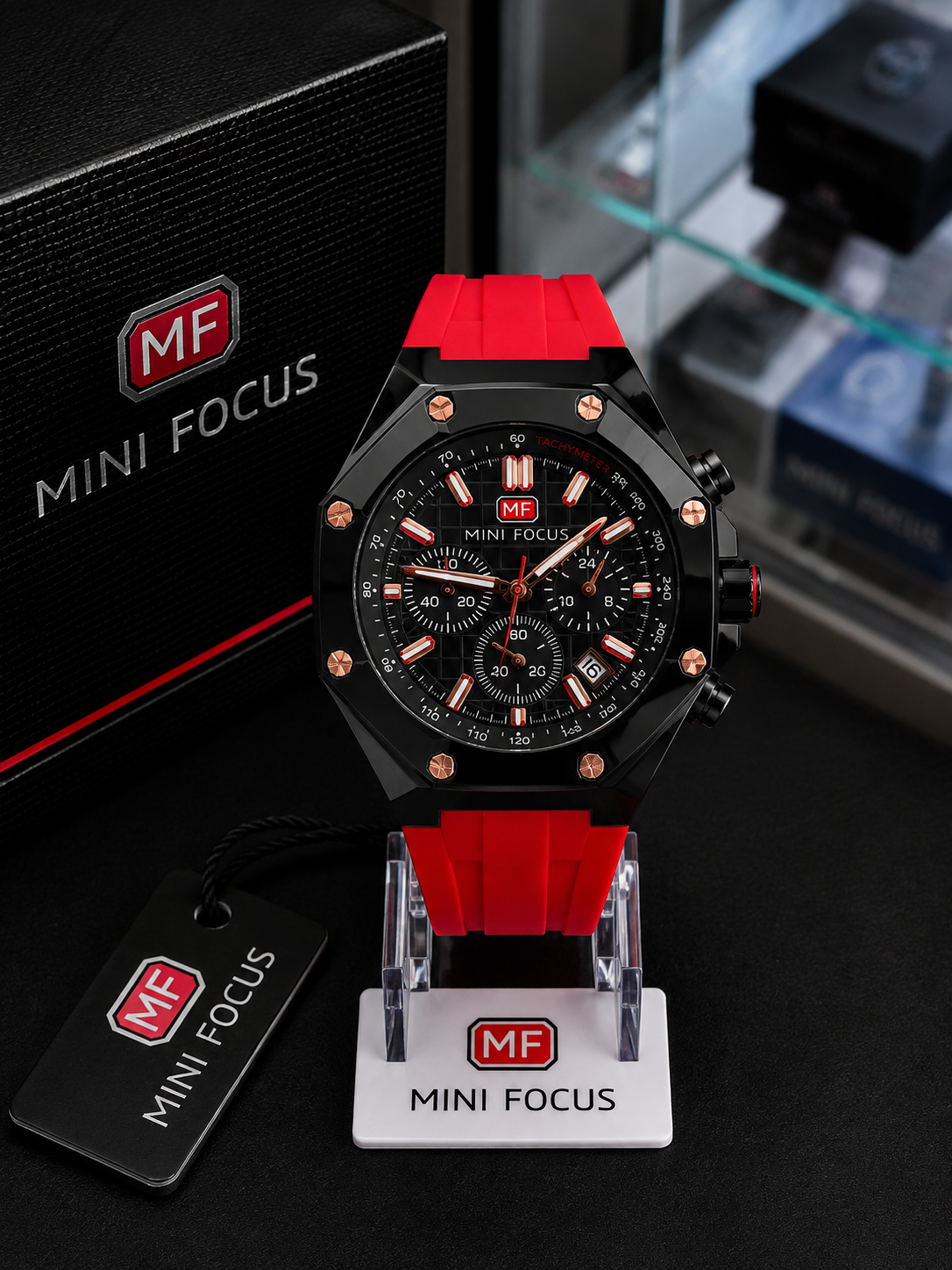 Mini Focus Octagonal Deportivo Rojo - Negro con rojo