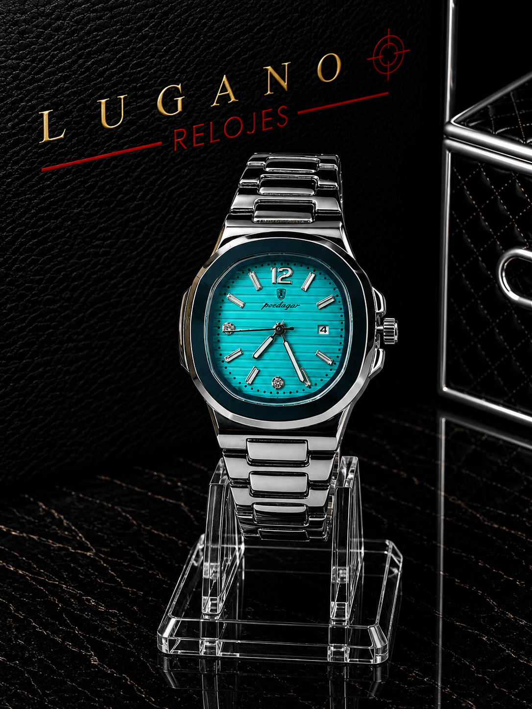 Reloj casual Poedagar con correa metálica - Turquesa con metálico plateado