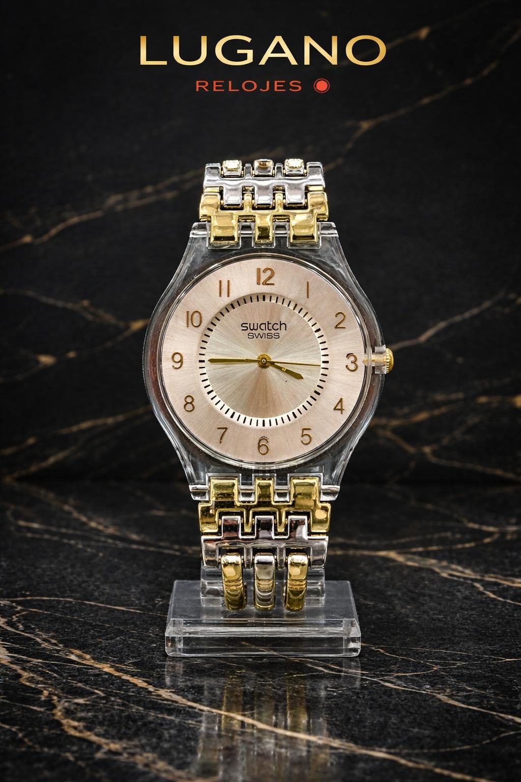 Reloj Swatch Clearcase Gold Bracelet - Champán / Dorado y Plateado · Elegante