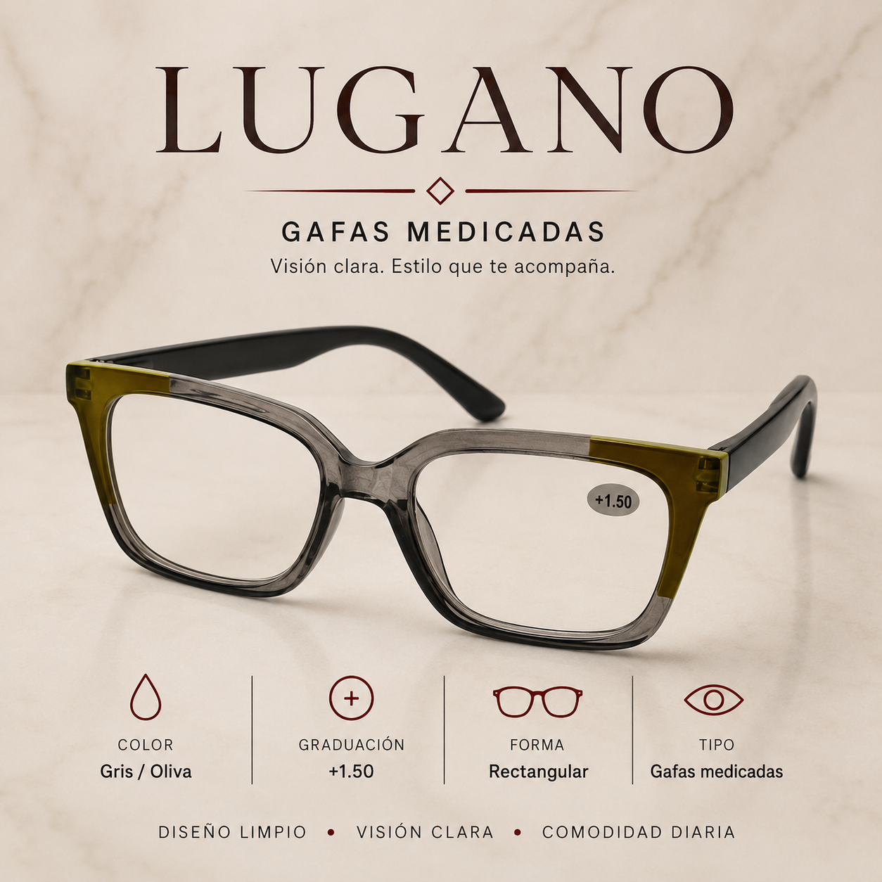 LUGANO Gafas medicadas +1.50 - Variante DJSMV