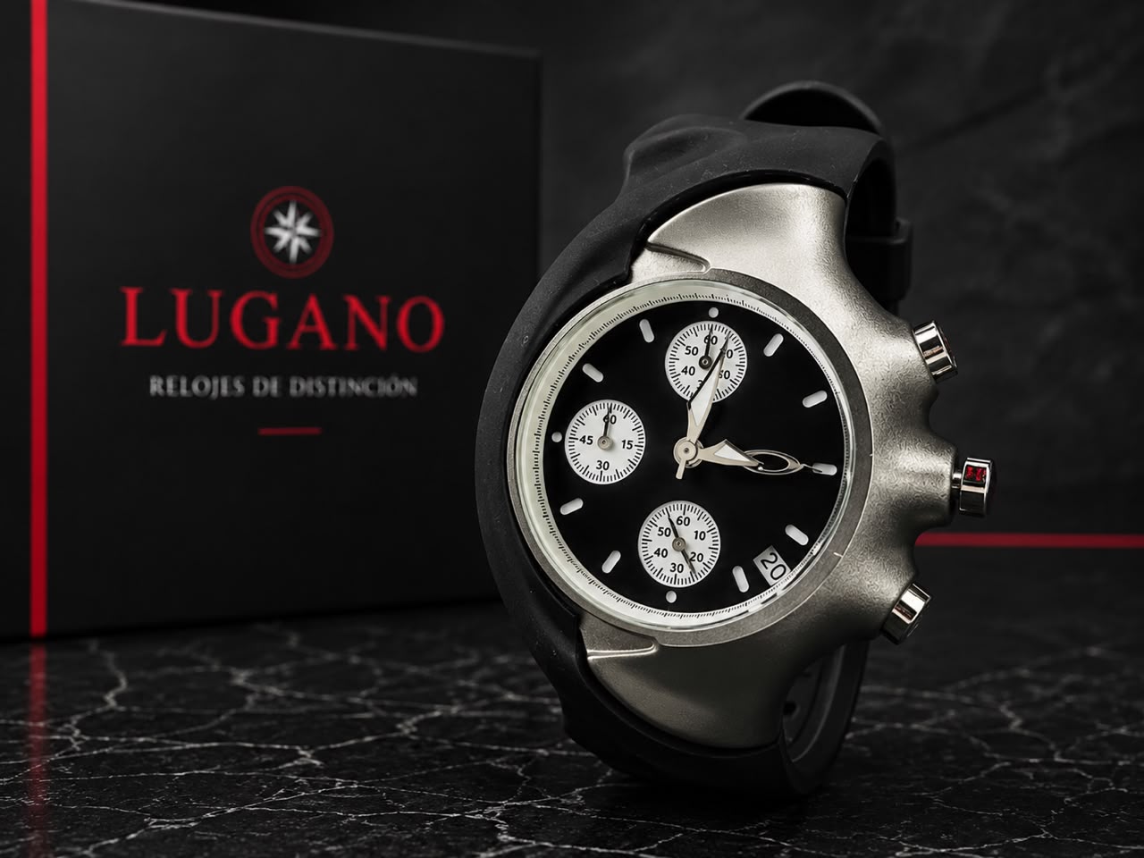 Reloj Oakley cronógrafo analógico con pulso de silicona - Plateado · esfera negra