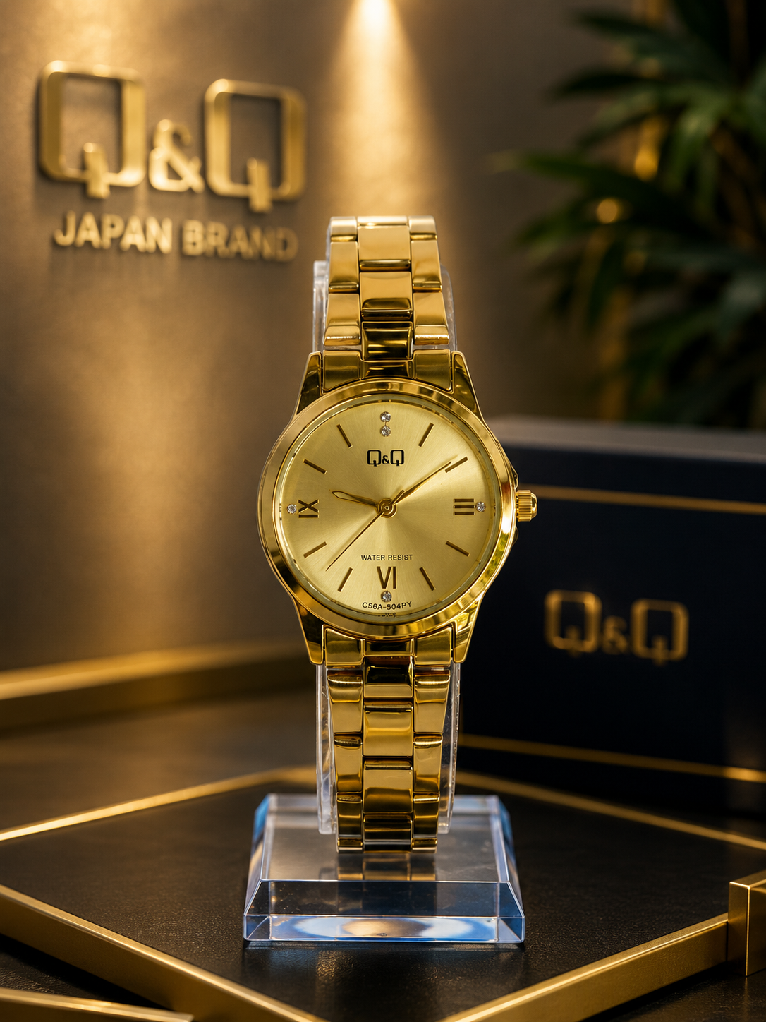 Reloj metálico elegante con cristales y números romanos - Variante 12FIZ