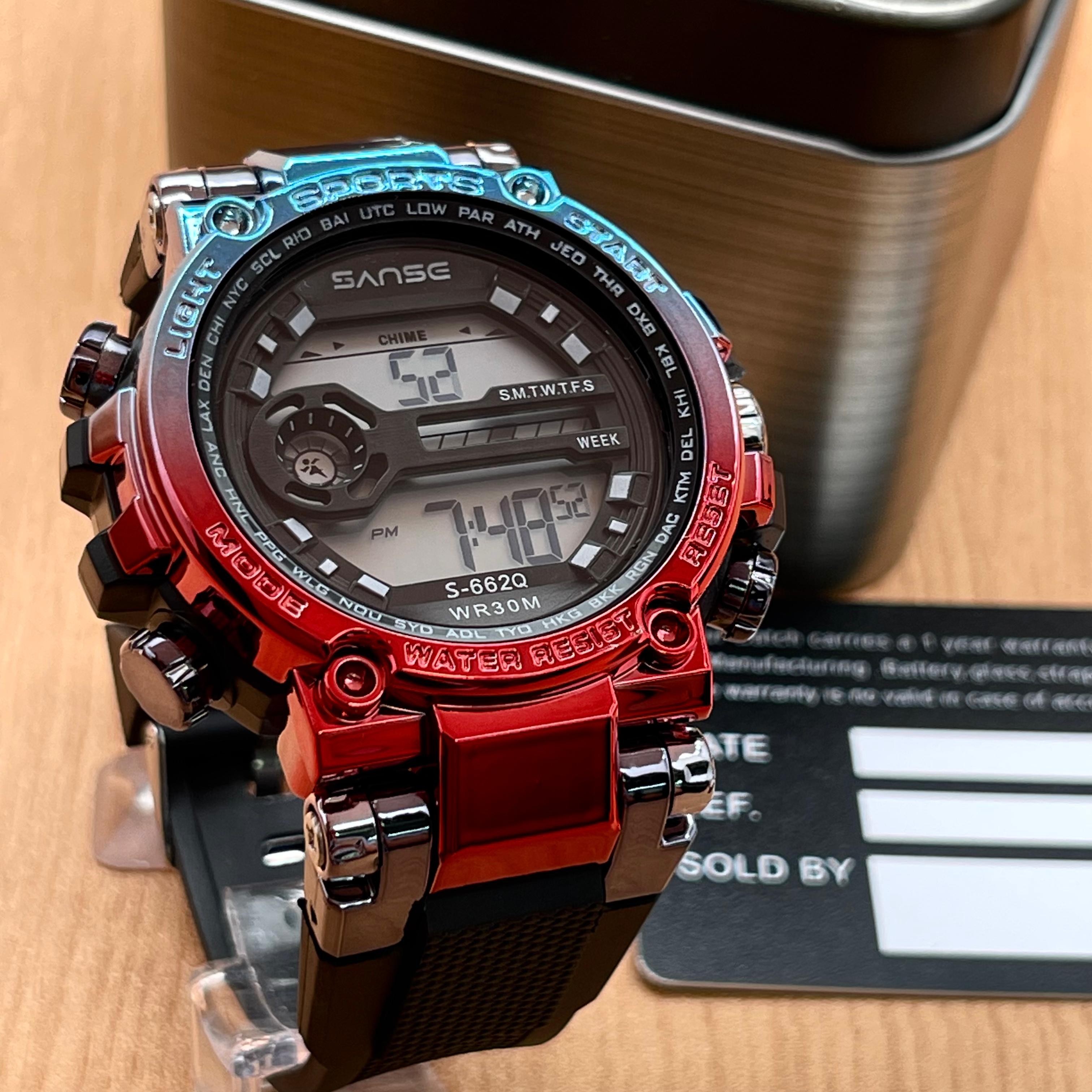 Reloj SANSE S-662Q Digital Deportivo - Bicolor rojo/plateado · esfera gris