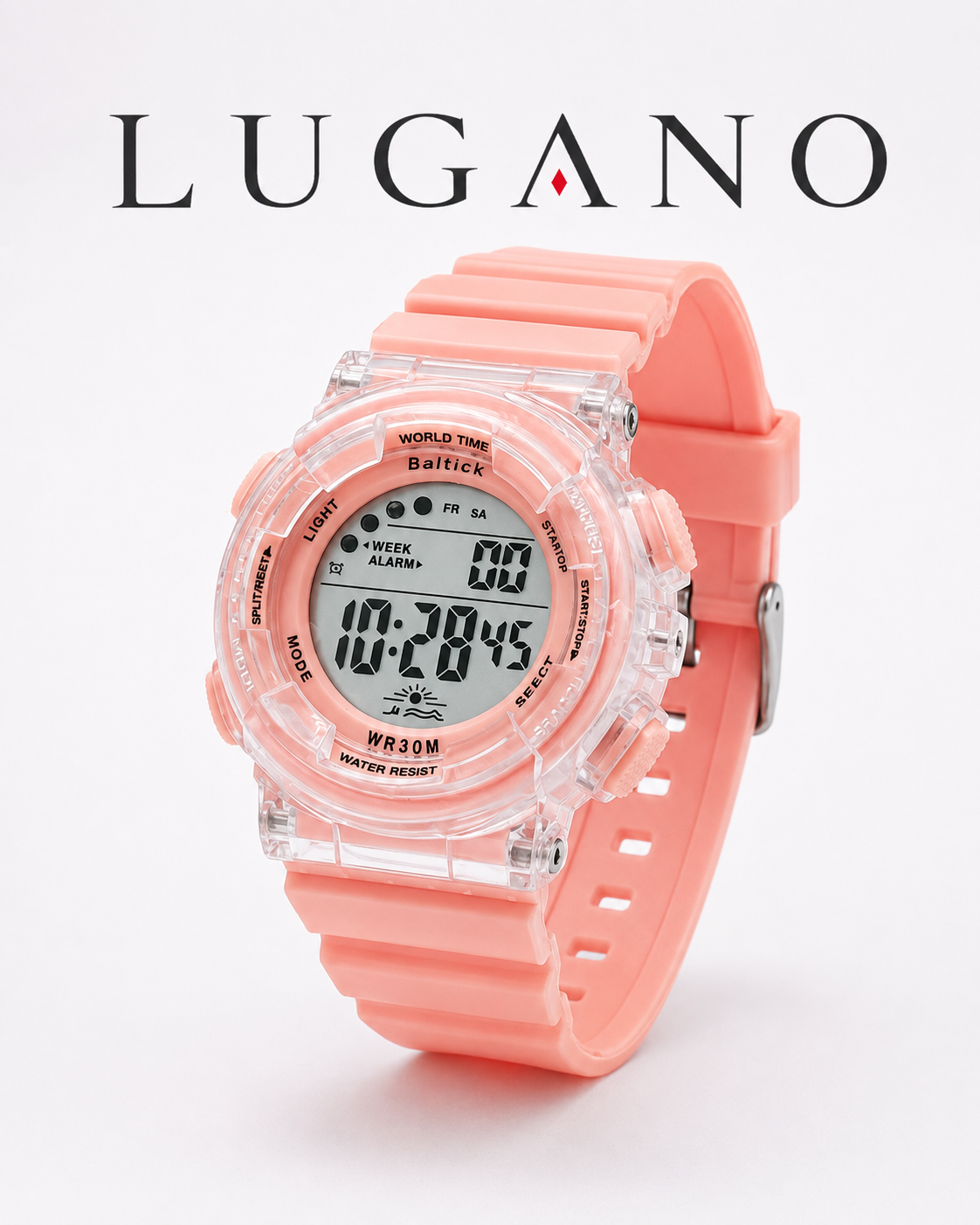 Reloj digital con correa de silicona y caja transparente - Variante 48JQ3