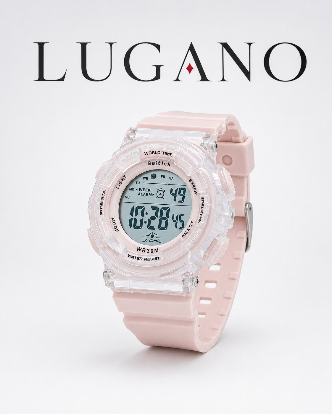 Reloj digital con correa de silicona y caja transparente - Variante 19CQY