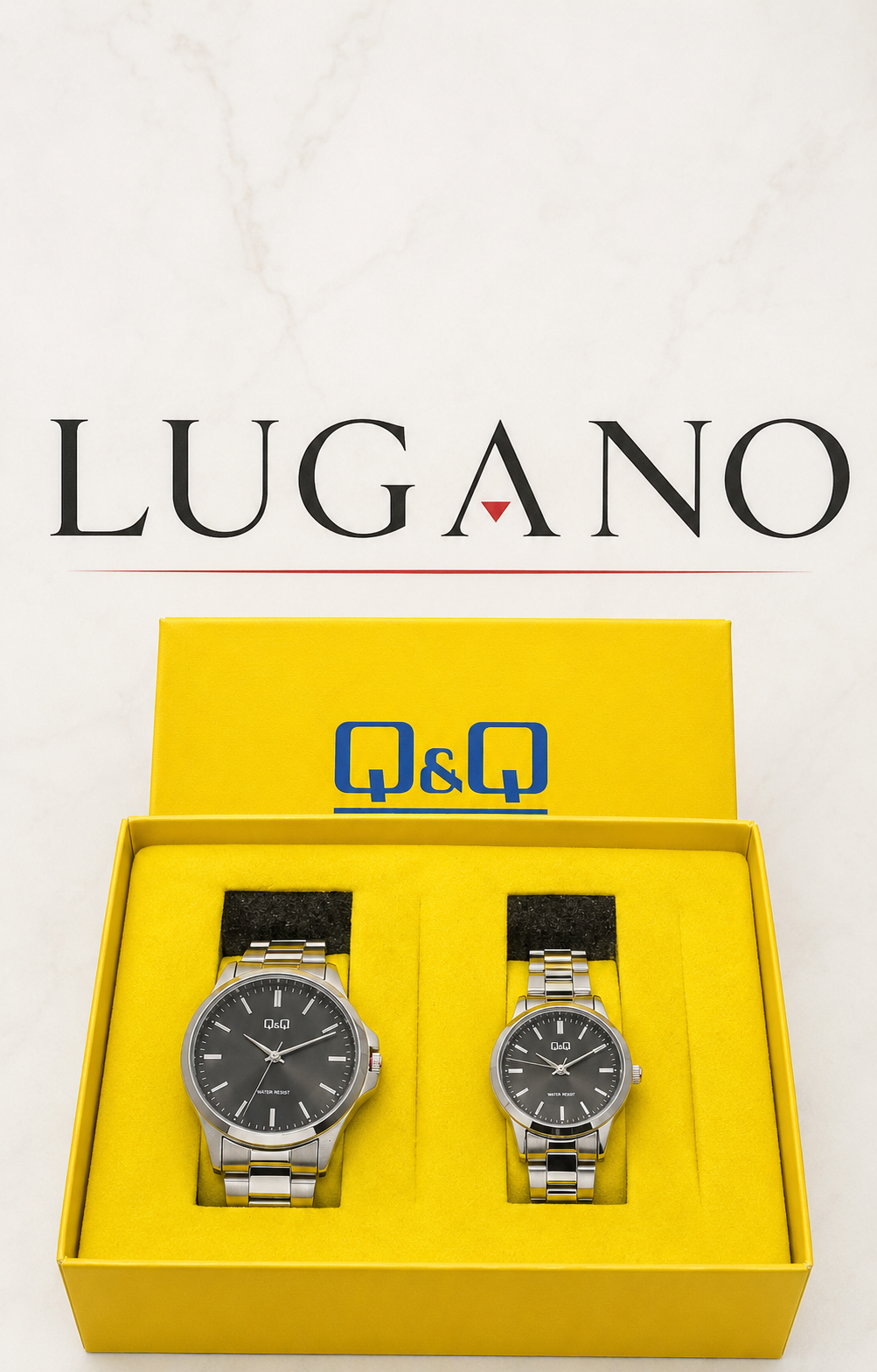 Reloj clásico con caja y correa metálica Q&Q - Variante 876YZ