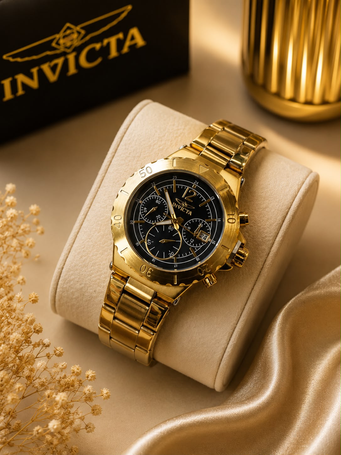 Reloj Invicta Dama AA con Pulsera de Acero - Dorado · esfera negra