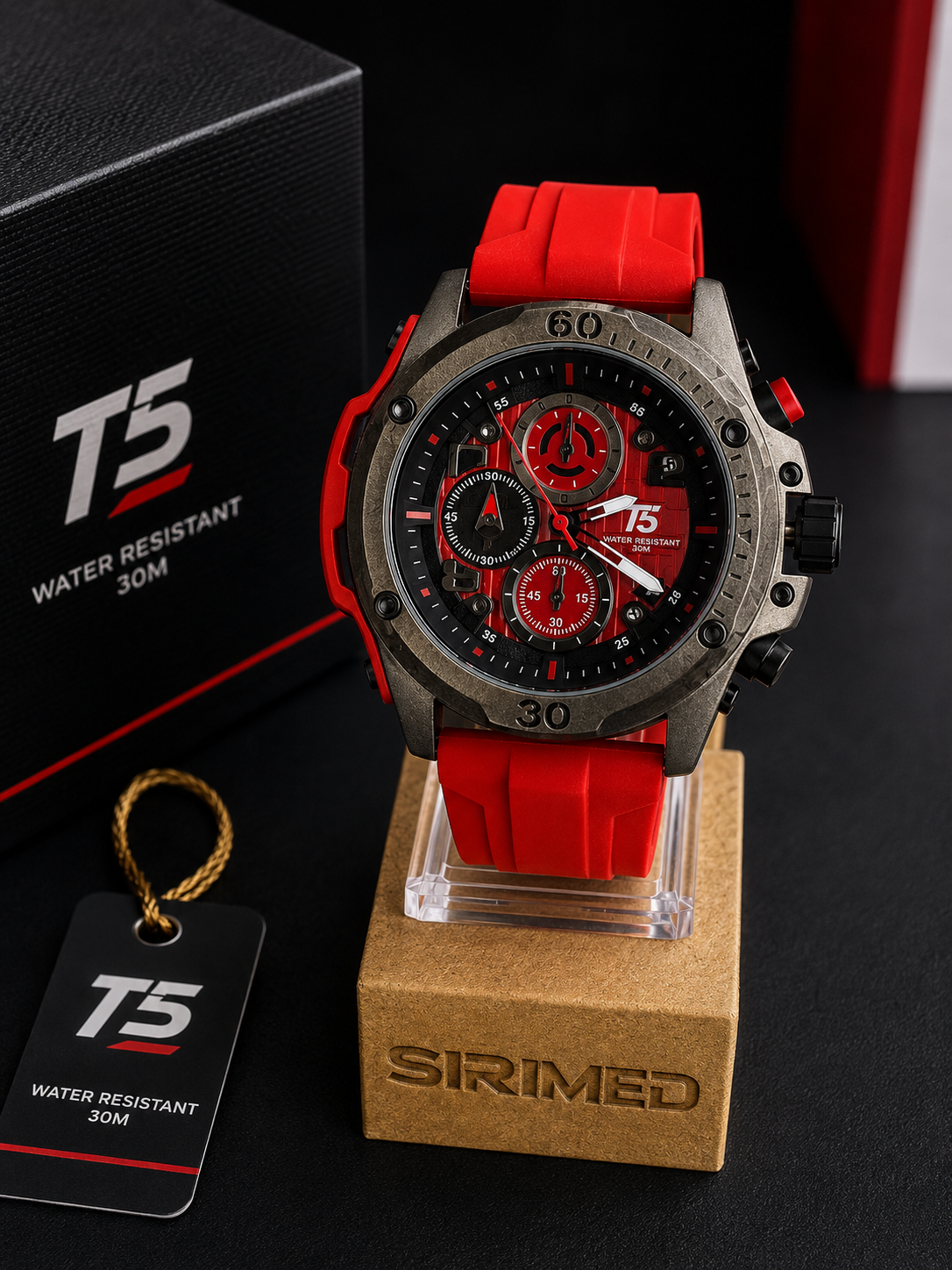 Reloj T5 Deportivo con Correa Roja - Rojo con negro