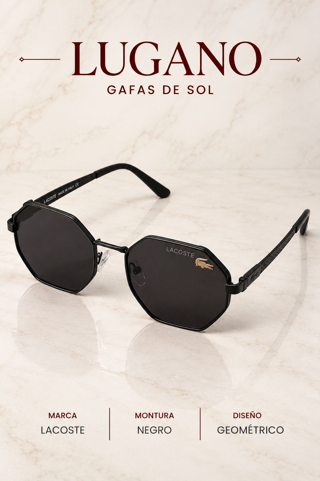 Lacoste gafas de sol geometrico negro - Variante 1BBI0