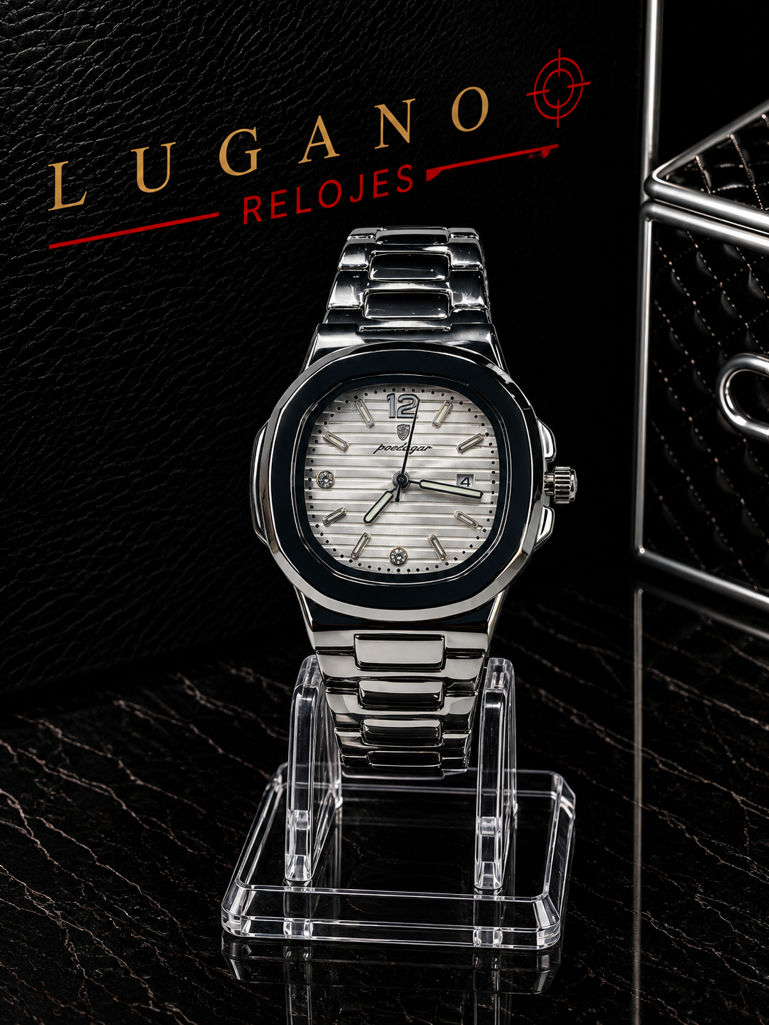 Poedogar Reloj Casual de Acero Inoxidable - Plata con dial blanco perla