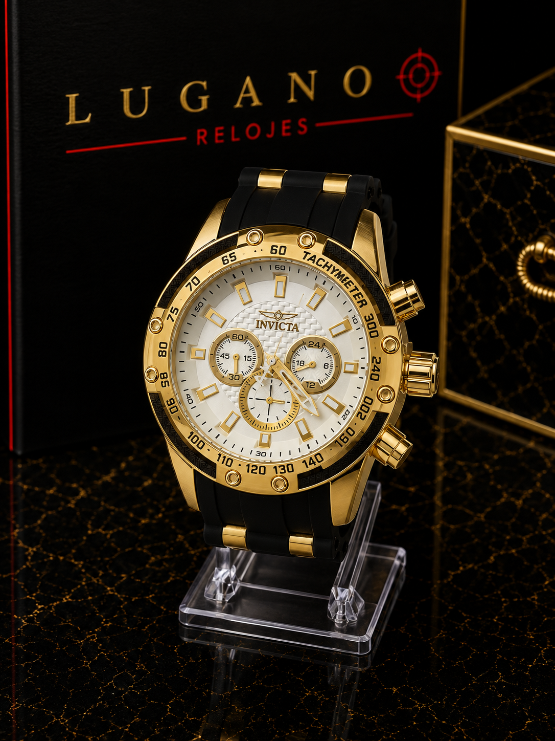 Reloj Invicta Cronógrafo Dorado y Negro - Negro con dorado · deportivo