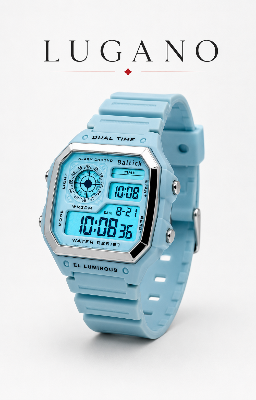 Reloj digital deportivo con doble hora y cronómetro - Variante 19UYE