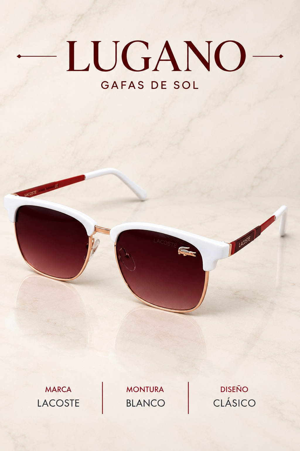 Gafas de sol Lacoste blanco clásico - Variante 1L32B