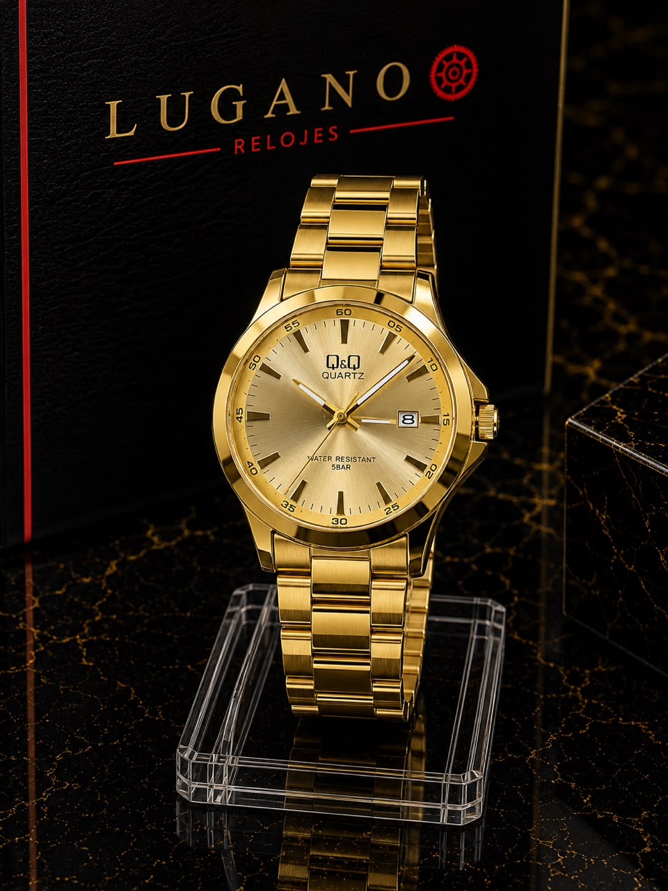 Reloj Q&Q caballero análogo - Dorado · esfera dorada