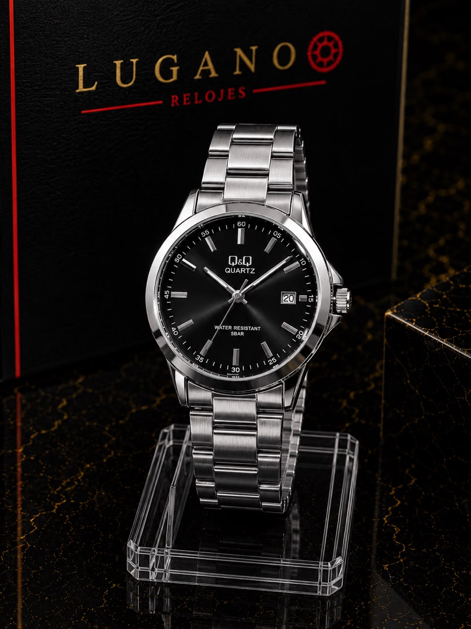 Reloj Q&Q caballero análogo - Plateado · esfera negra