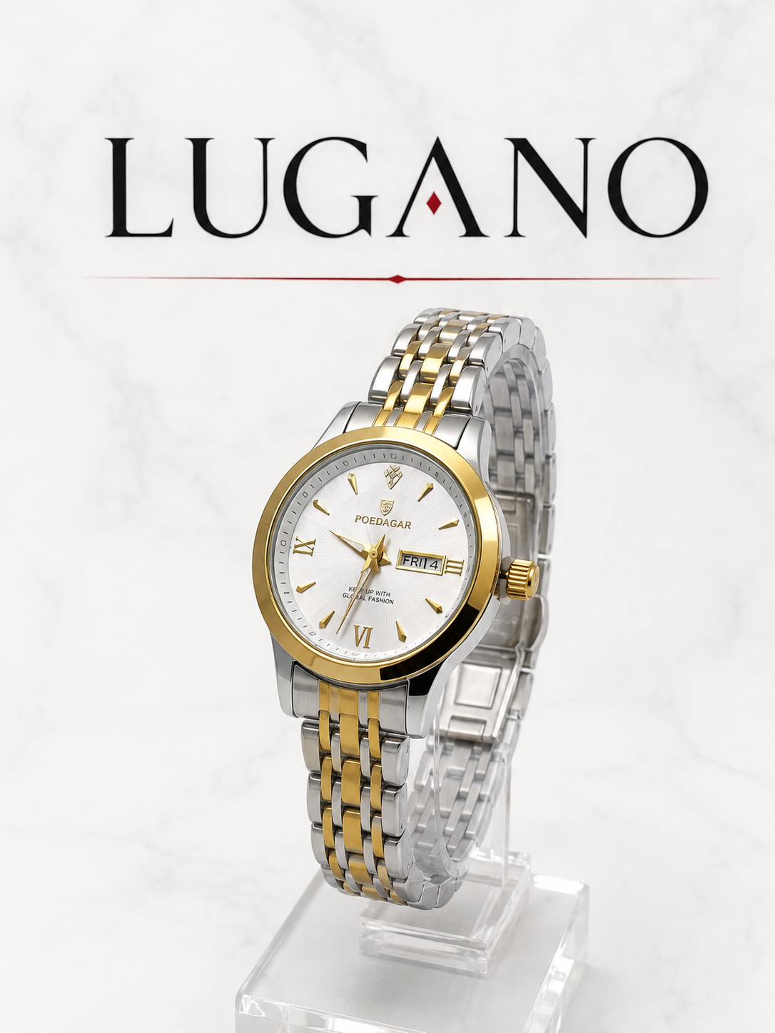 Reloj Clásico Poedagar con Fecha y Brazalete Metálico - Variante P586X