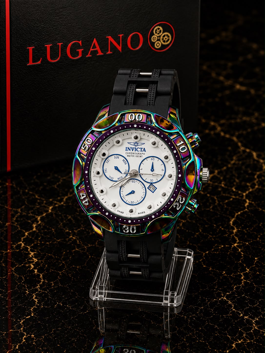 Reloj Invicta Caballero Bicolor Iridiscente - Bicolor iridiscente/multicolor · esfera blanca