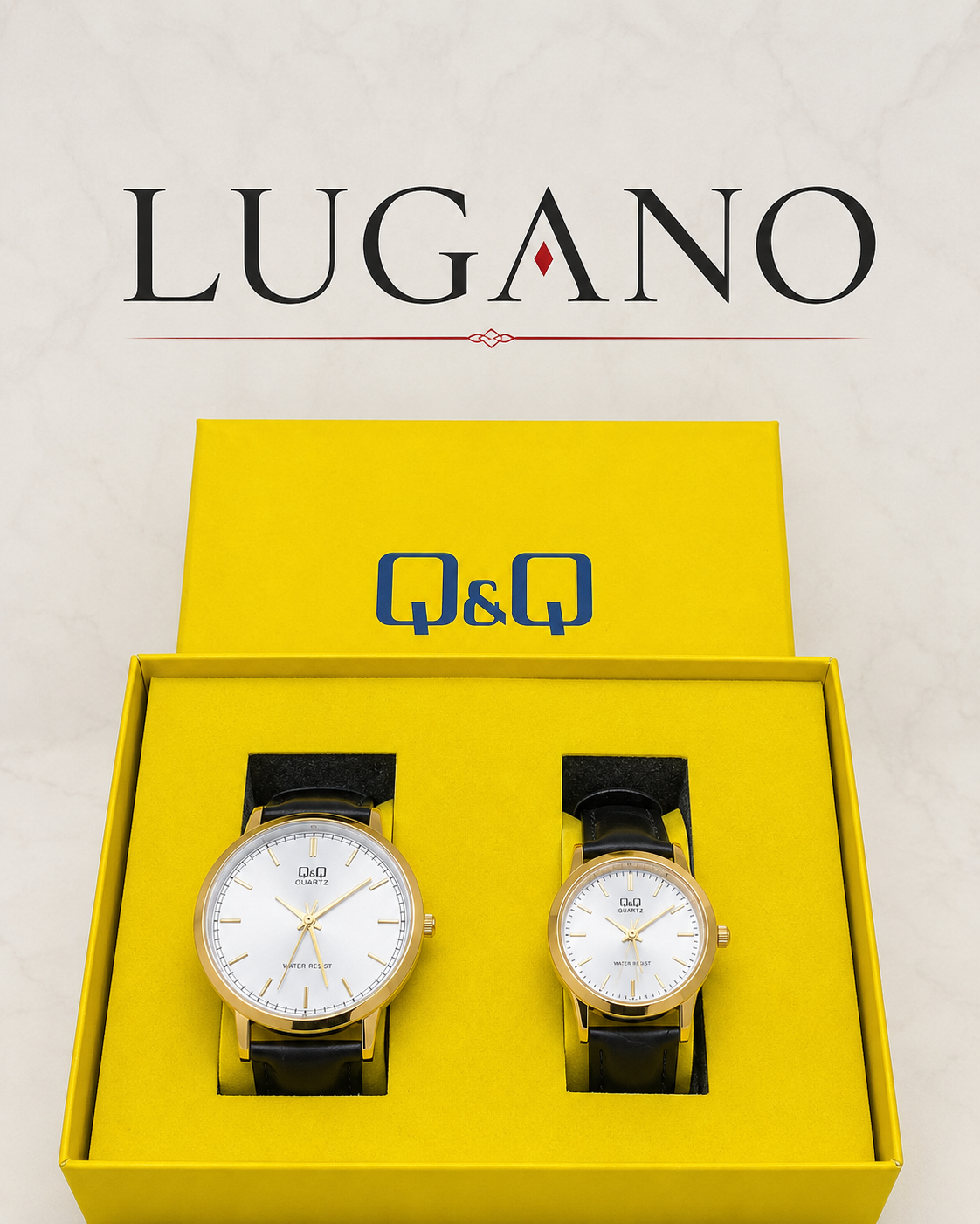 Reloj clásico Q&Q caja redonda con correa de cuero - Variante VVW7Q