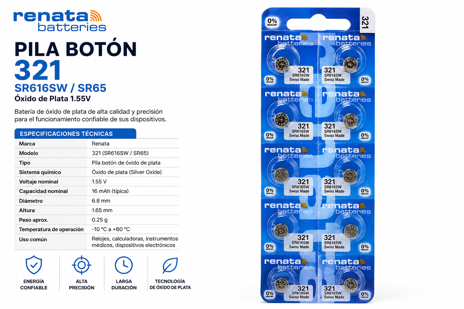 Pila botón Renata 321 SR616SW 1.55V - Variante 5EJC9