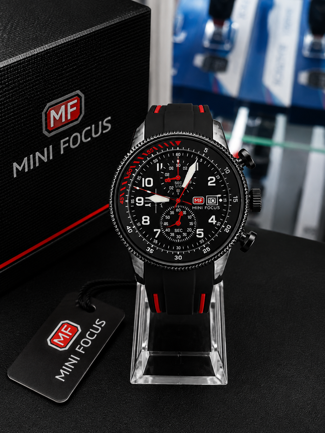 Mini Focus Cronógrafo Deportivo Negro con Rojo - Negro con rojo