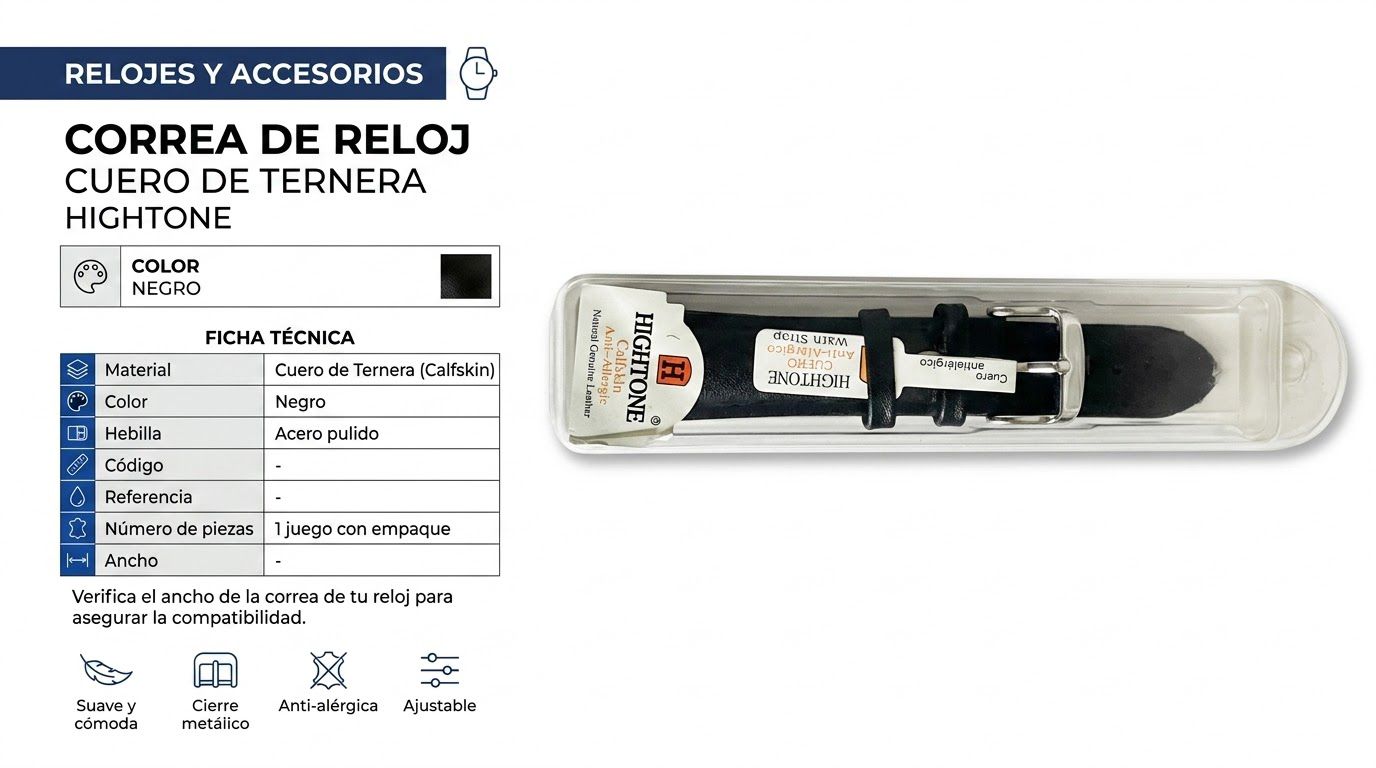 Correa para reloj cuero de ternera negra - Variante Z2R8Q
