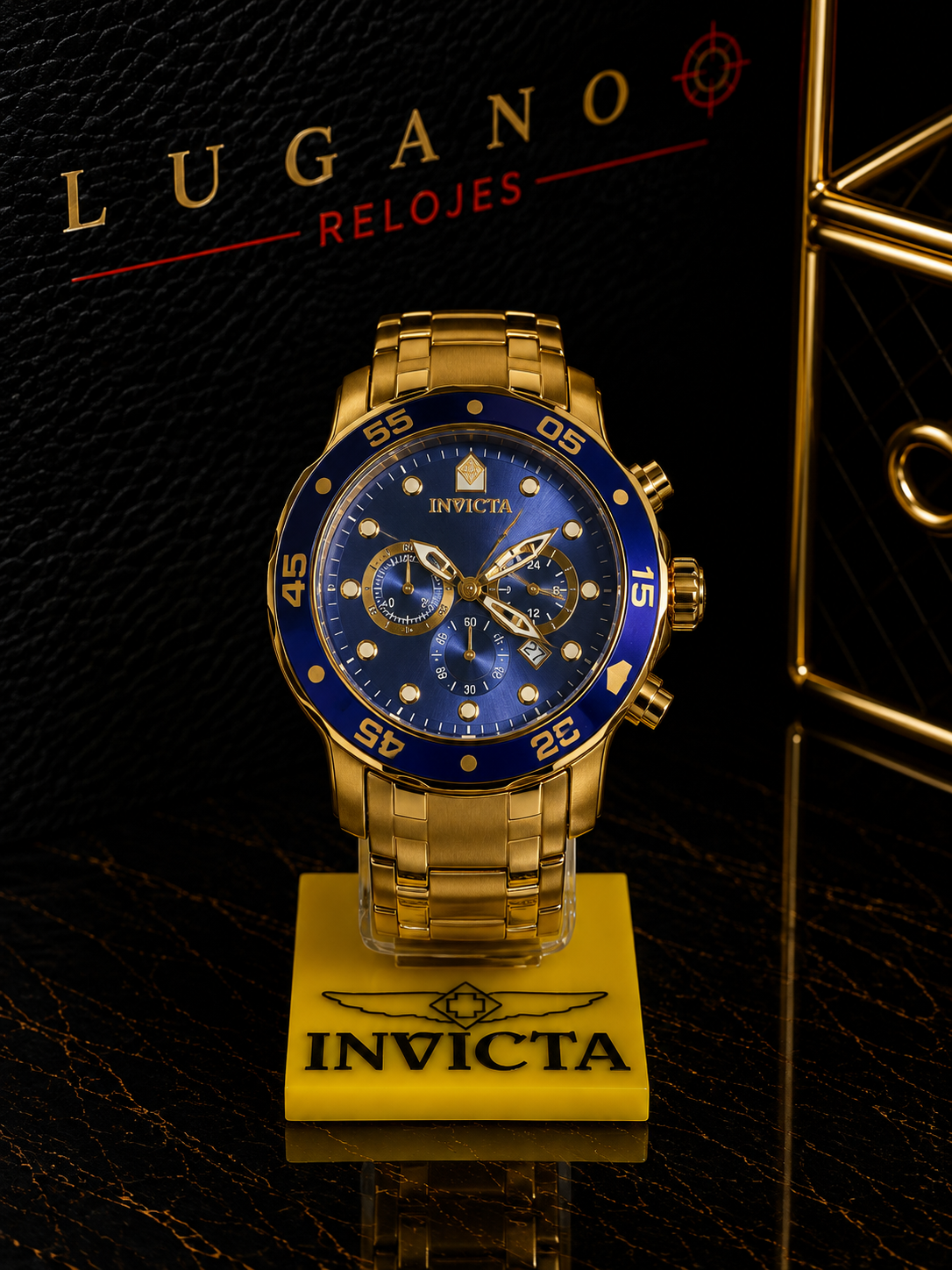 Reloj Invicta cronógrafo bisel azul - Dorado con azul