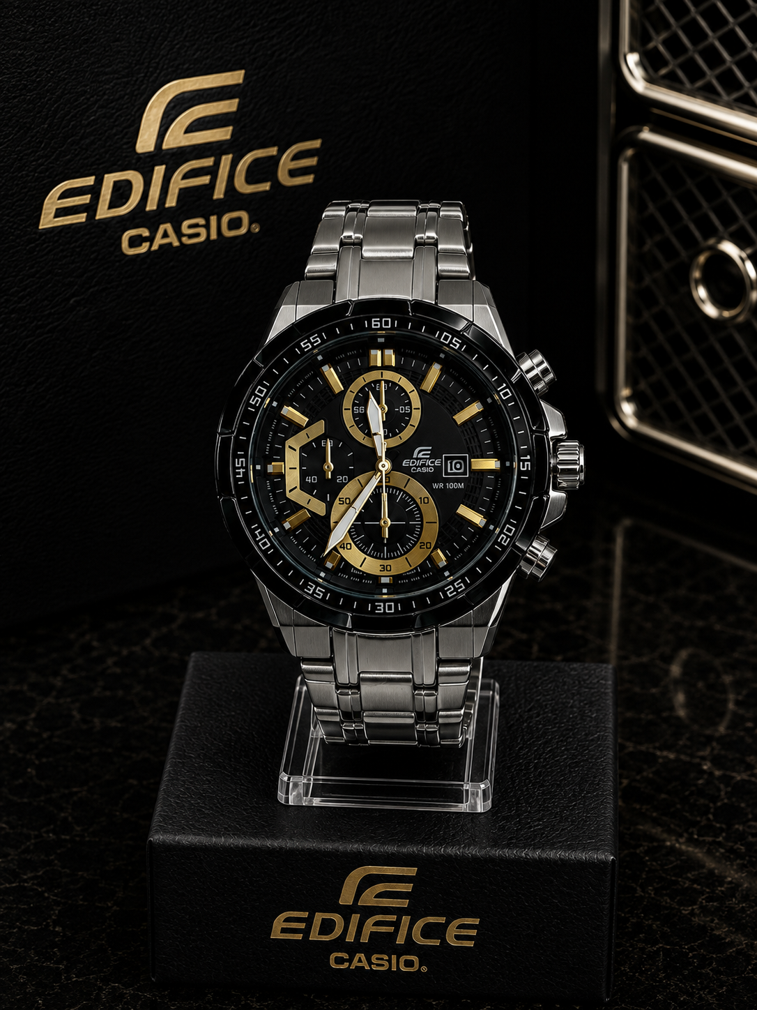 Casio Edifice Cronógrafo Acero y Dorado - Plata con negro y dorado