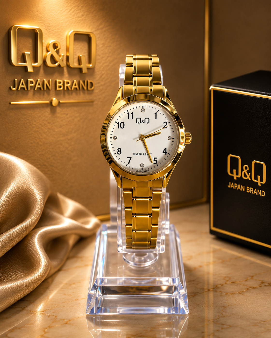 Reloj clásico Q&Q con indicadores de piedra - Variante 1EHOH