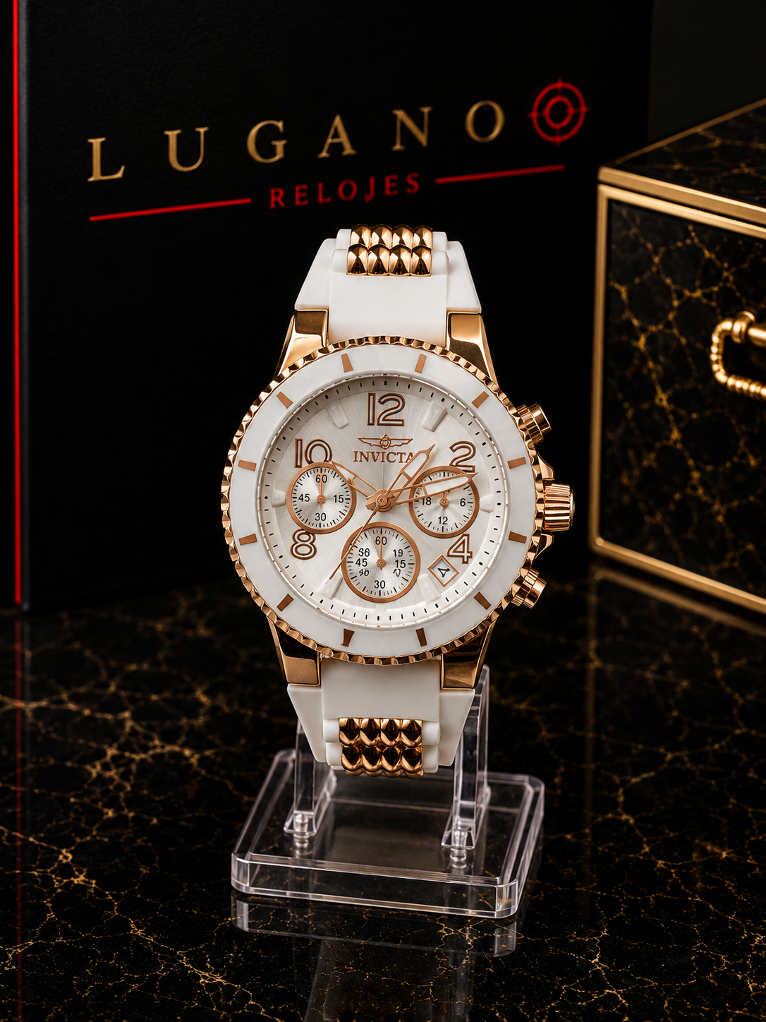 Reloj Invicta Cronógrafo Negro con Dorado - Blanco con dorado · casual