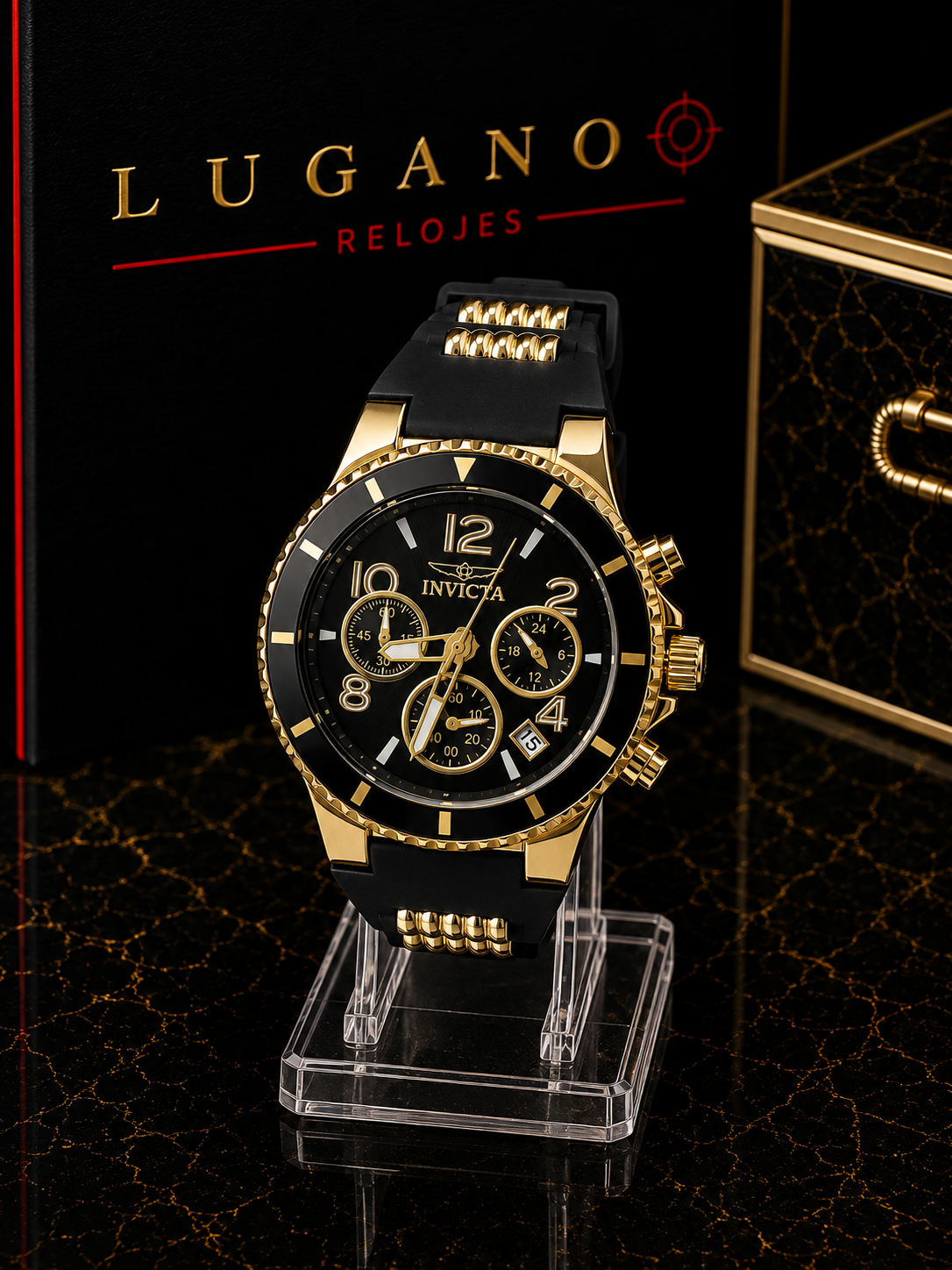 Reloj Invicta Cronógrafo Negro con Dorado - Negro con dorado · elegante