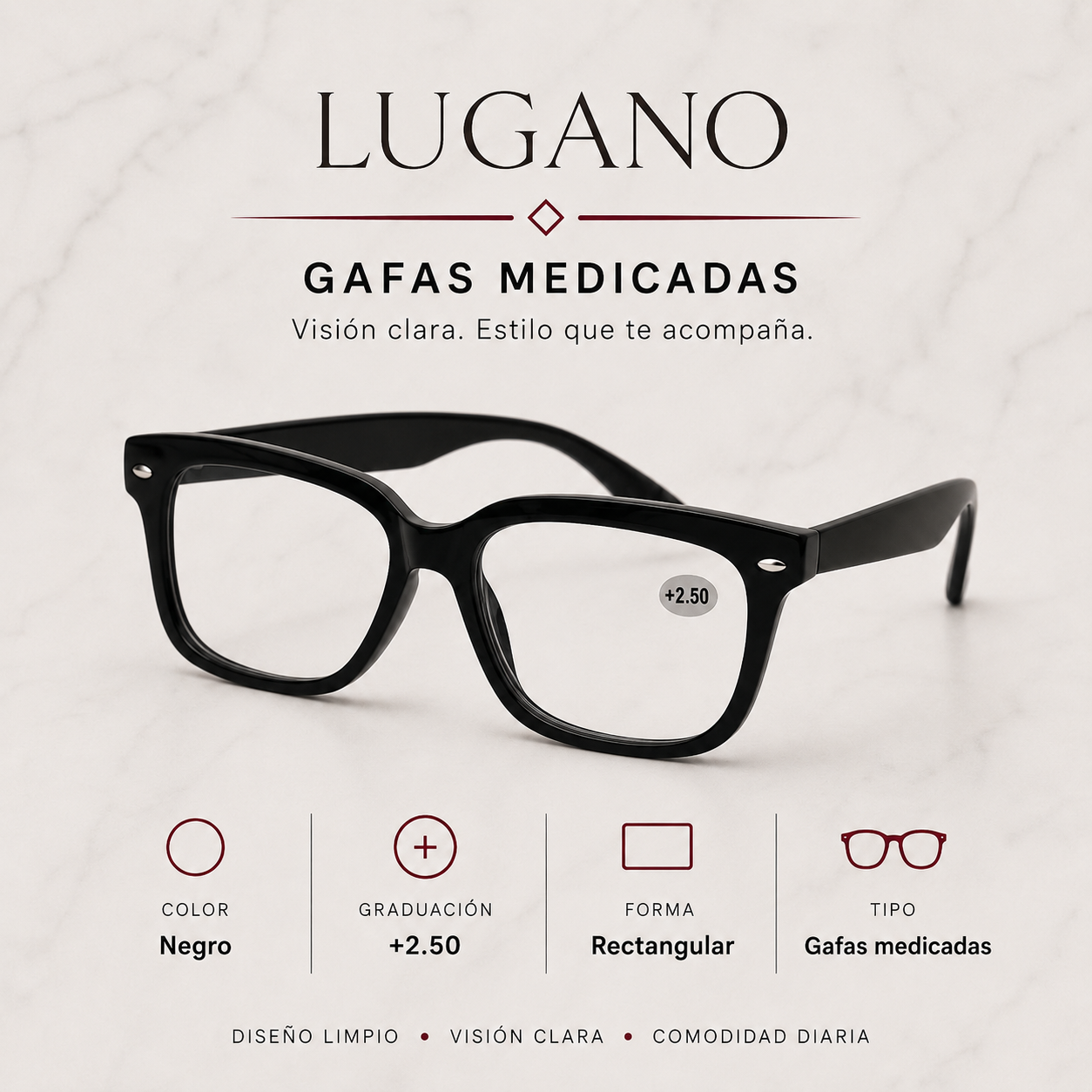 LUGANO gafas medicadas +2.50 - Variante 1MN2S