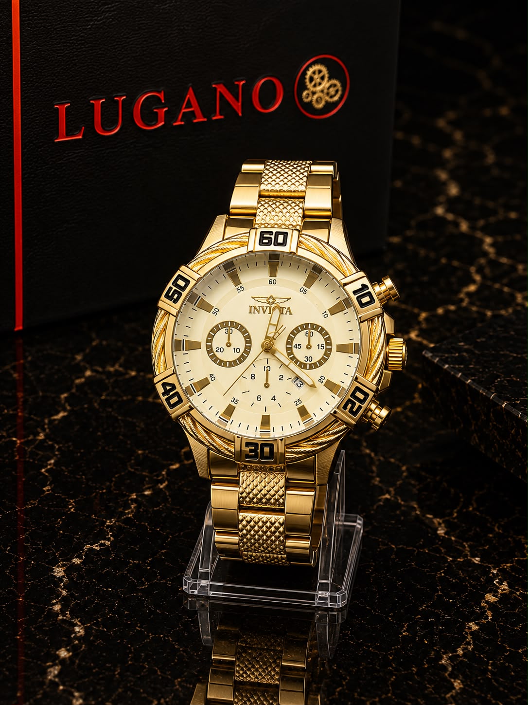 Reloj Invicta Caballero Metálico Dorado y Plateado - Dorado · esfera blanca