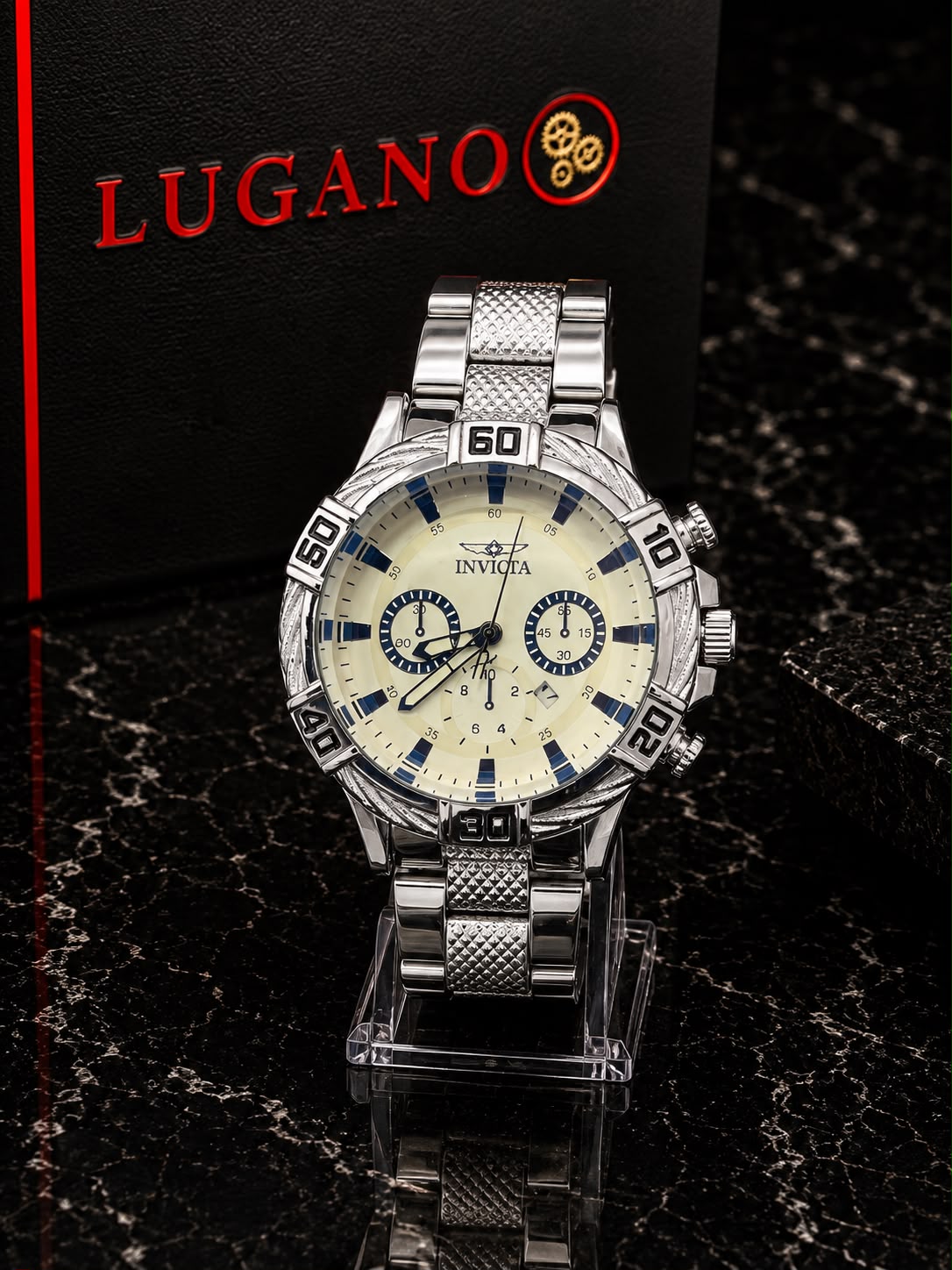 Reloj Invicta Caballero Metálico Dorado y Plateado - Plateado · esfera blanca