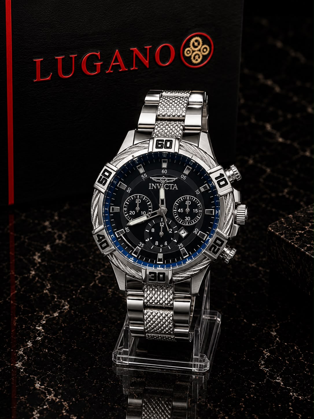 Reloj Invicta Caballero Metálico Dorado y Plateado - Plateado · esfera negra