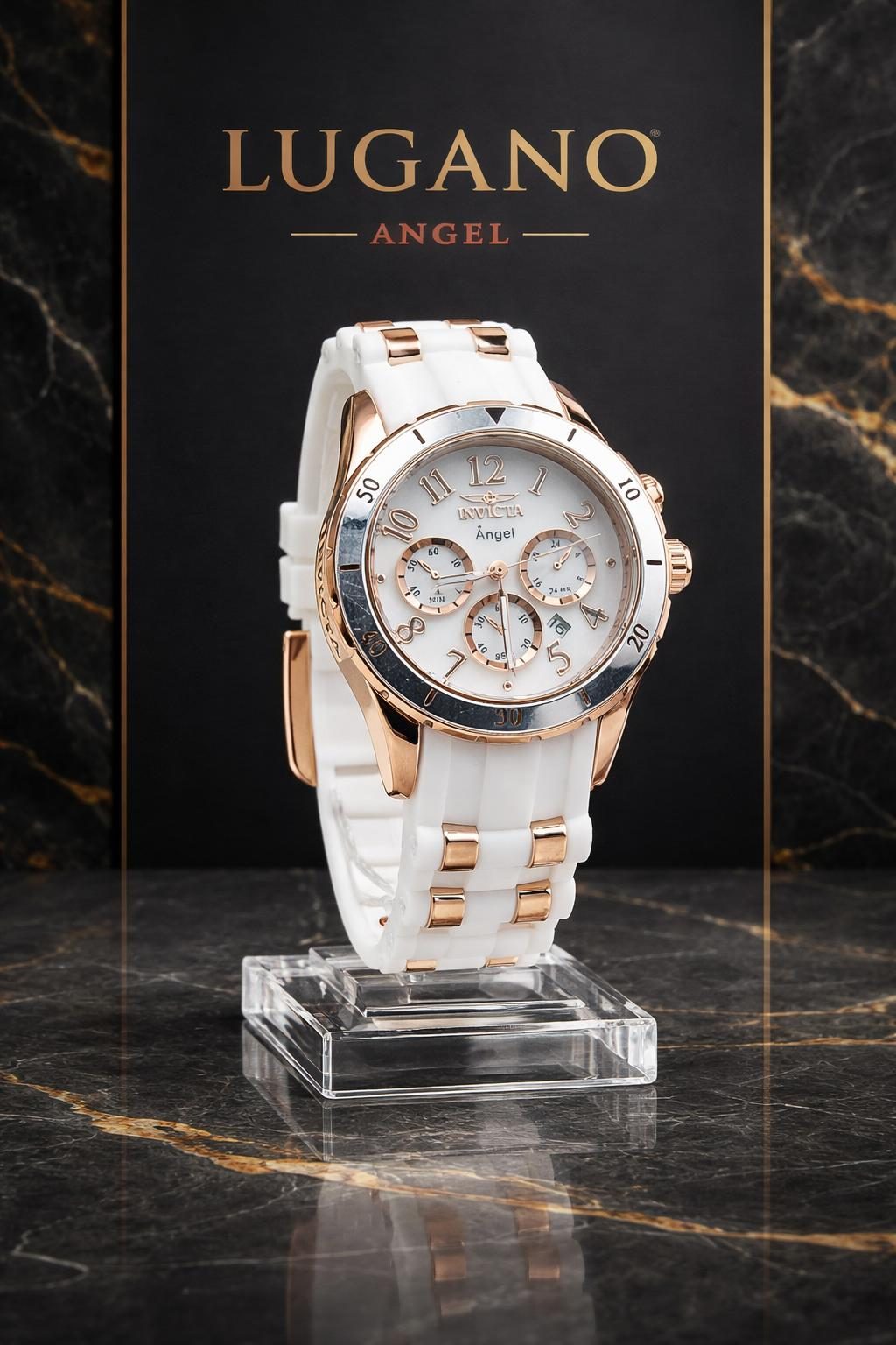 Reloj Invicta Angel Cronógrafo para Dama - Blanco con detalles oro rosa · Elegante